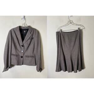 Worth Black White Long Sleeve Wool 3 Button Suite Set Sz 10